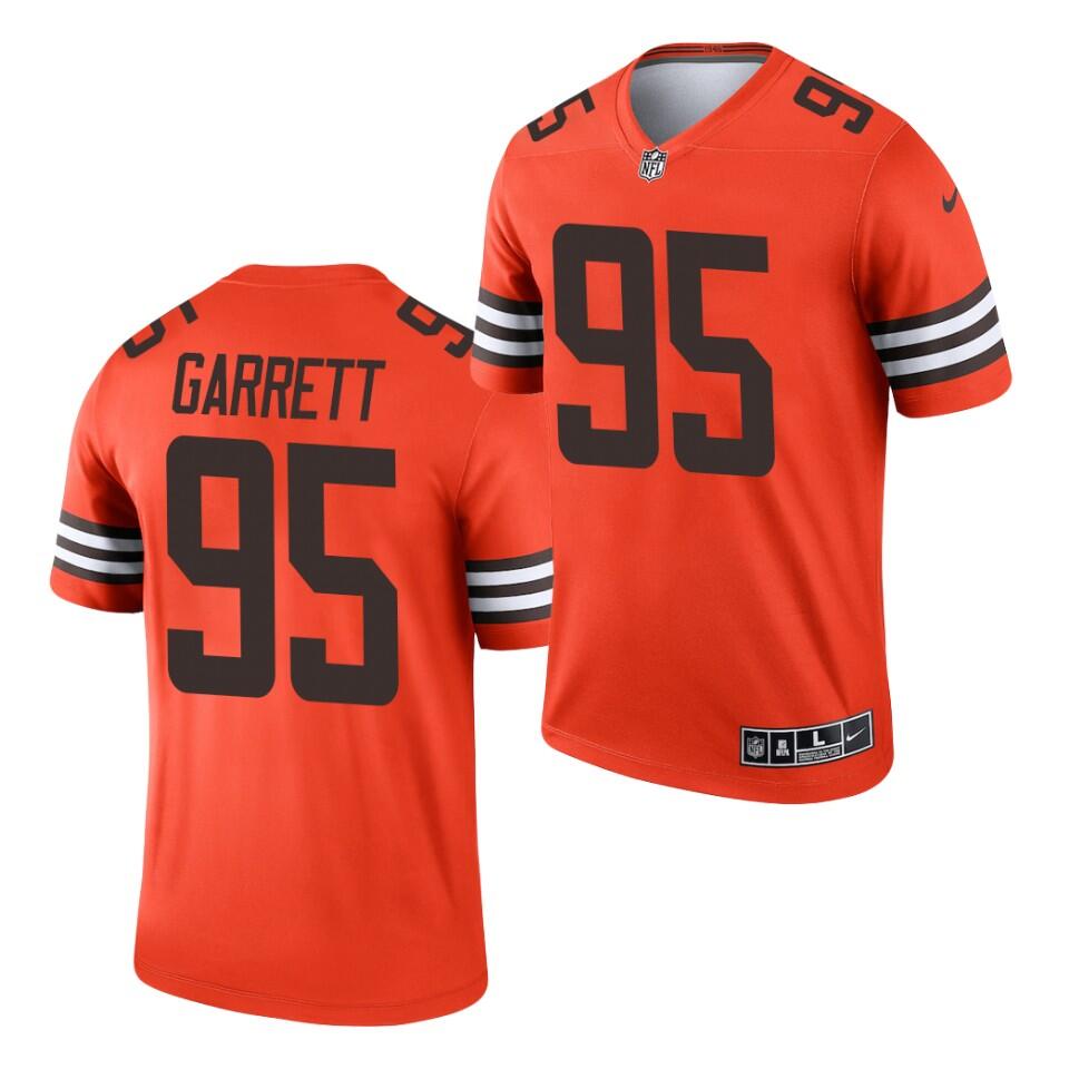 Men's Cleveland Browns #95 Myles Garrett Orange Inverted Legend Jersey